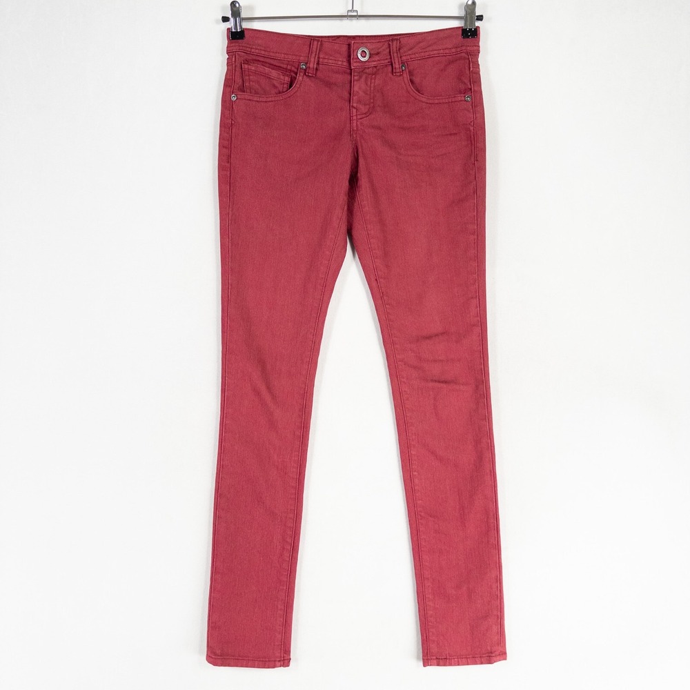 Volcom Jeans Juniors 3 Red Sound Check Super Skinny Fit Low Rise Stretch